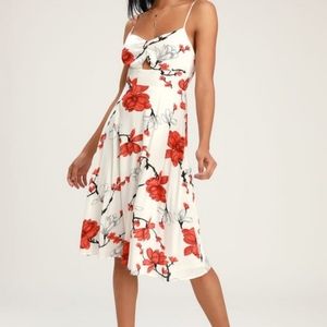 Lulus Floral Midi Cutout Dress